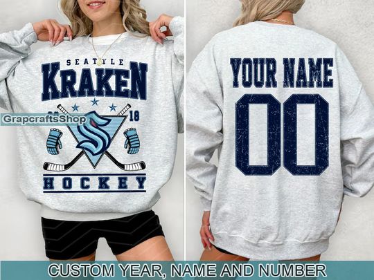 Discover Vintage Seattle Kraken Sweatshirt, Retro Seattle shirt, Seattle Hockey Fan shirt, Seattle Sweatshirt, Custom hockey tee