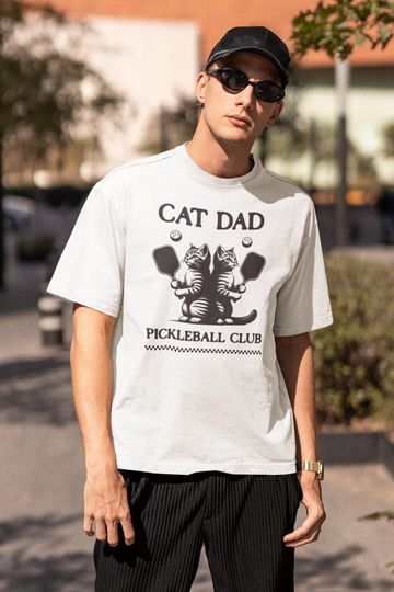 Discover Cat Dad Pickleball Club Tee, Unisex Cotton Shirt