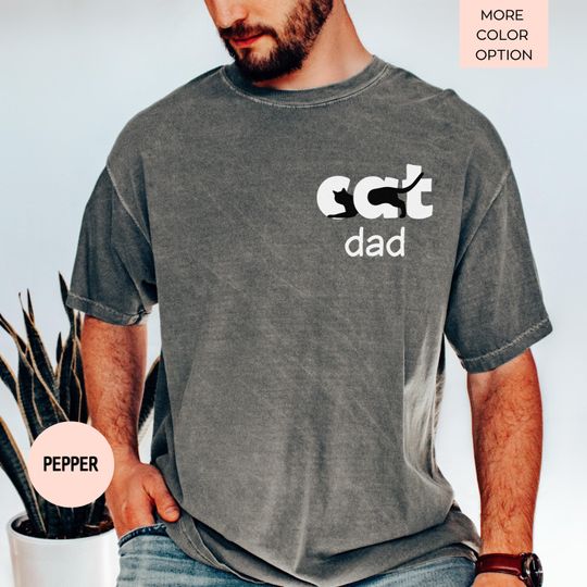 Discover Cat Dad Shirt Comfort ColorsCat Dad Tee Funny Cat Lover Gift For Dad Fathers Day Gift Minimalist Cat Owner Shirt For Men Pet Parent Apparel