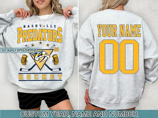 Discover Vintage Nashville Predators Sweatshirt, Retro Nashville shirt, Nashville Hockey Fan shirt, Nashville Sweatshirt, Custom hockey tee