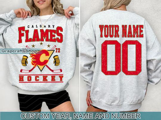 Discover Vintage Calgary Flames Sweatshirt, Retro Calgary shirt, Calgary Hockey Fan shirt, Calgary Sweatshirt, Custom hockey tee