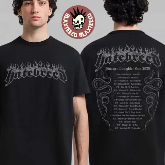 Discover Hatebreed Summer Slaughter Tour 2025 North American Tour Dates Two Sided T-Shirt