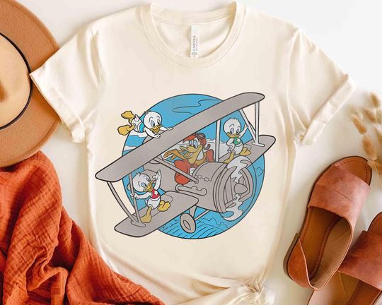 Discover Disney Ducktales MC Quack Dewey Louie Huey Flying High Retro Shirt, WDW Magic Kingdom Disneyland Family Vacation Holiday Birthday Gift
