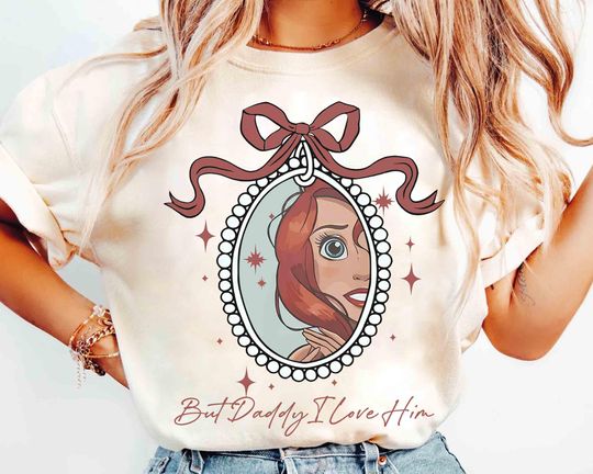 Discover Coquette Bow Watercolor But Daddy I Love Him Shirt, Ariel Princess Shirt, Disney The Little Mermaid Tee, Magic Kingdom Girl Trip 2025