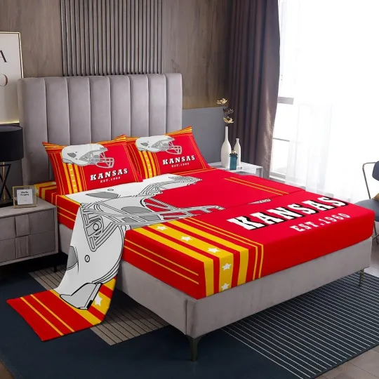 Discover Gridiron Sheet Set Rugby Decor Sports Game Bed Sheets Set Full, Boys Football...