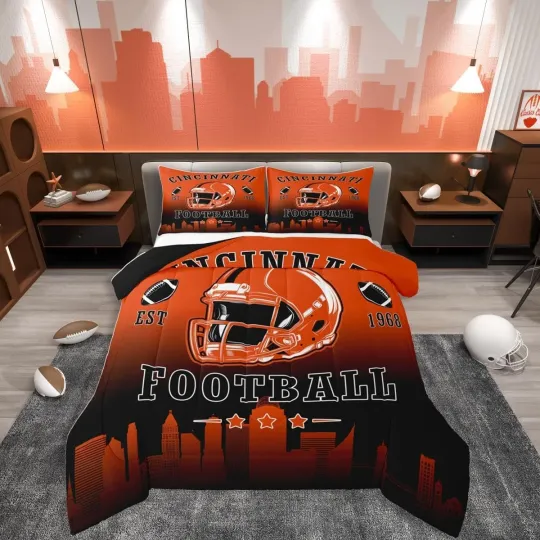 Discover Football Comforter Set Full American Rugby Bedding Set for Boys Girls,Footbal...