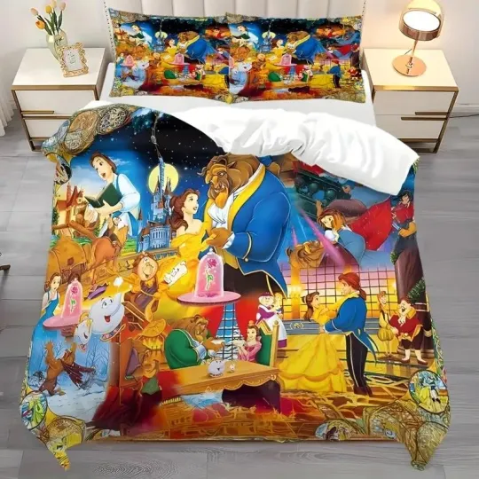 Beauty And The Beast Characters Christmas Party 2025 Holiday Bedding Set