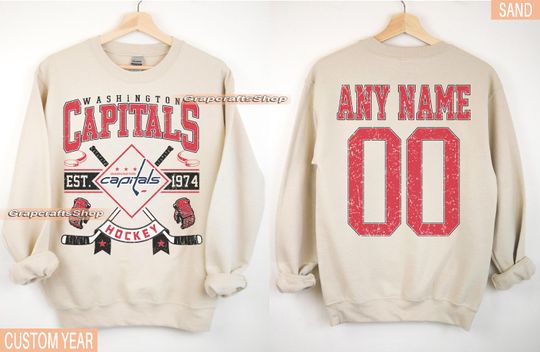 Discover Personalized Washington Hockey Sweatshirt, Washington Capitals crewneck, Washington Hockey shirt, Custom Hockey Shirt, Hockey Number Shirt