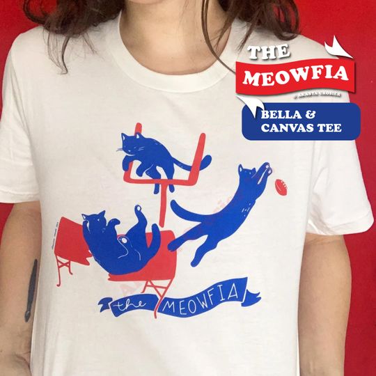 Discover The ORIGINAL Meowfia Unisex Jersey Short Sleeve Tee - Akasya Crosier Illustration Funny Game Day soft shirt for Bills Mafia Cat Lovers