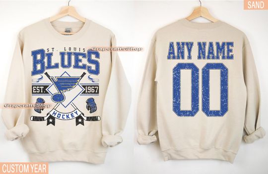 Personalized St. Louis Hockey Sweatshirt, St. Louis Blues crewneck, St. Louis Hockey shirt, Custom Hockey Shirt, Hockey Number Shirt