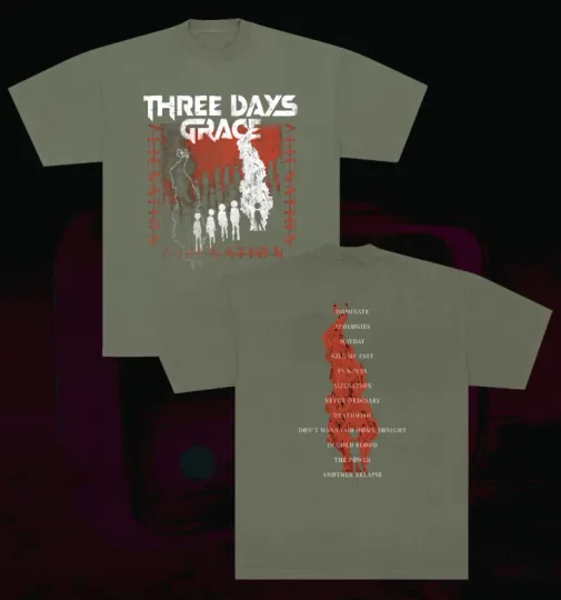 Discover Three Days Grace 2025 Tour Merch Alienation Tracklist Two Sides T-Shirt
