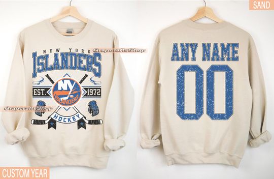 Discover Personalized New York Hockey Sweatshirt, New York Islanders crewneck, New York Hockey shirt, Custom Hockey Shirt, Hockey Number Shirt