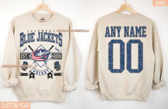 Discover Personalized Columbus Hockey Sweatshirt, Columbus Blue Jackets crewneck, Columbus Hockey shirt, Custom Hockey Shirt, Hockey Number Shirt
