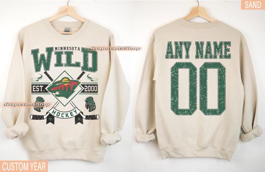 Personalized Minnesota Hockey Sweatshirt, Minnesota Wild crewneck, Minnesota Hockey shirt, Custom Hockey Shirt, Hockey Number Shirt