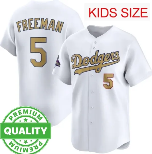 Discover #5 Freddiie Freeman Gold White Baseball Jersey 3D AOP for Adults Kids Youth