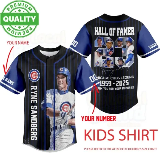 Discover Ryne Sandberg Hall Of Famer Cubs 3D Baseball Jersey AOP Adults Kids Youth