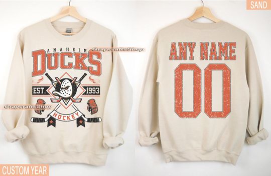 Personalized Anaheim Hockey Sweatshirt, Anaheim Ducks crewneck, Anaheim Hockey shirt, Custom Hockey Shirt, Hockey Number Shirt