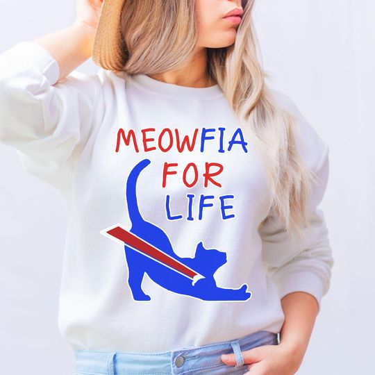Discover Meowfia Crewneck Sweatshirt, Cat Lover Buffalo Fan T-Shirt, Gift for Buffalo Football Fan, Cat Dad Football Tee Shirt Cat Mom Sweater