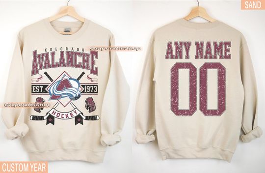 Discover Personalized Colorado Hockey Sweatshirt, Colorado Avalanche crewneck, Colorado Hockey shirt, Custom Hockey Shirt, Hockey Number Shirt