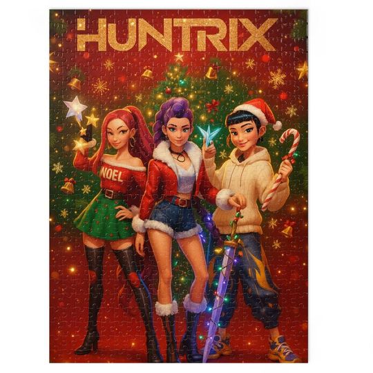 Huntrix Christmas Trio Jigsaw Puzzle with Tin - Holiday K-Pop Demon Hunters Puzzle