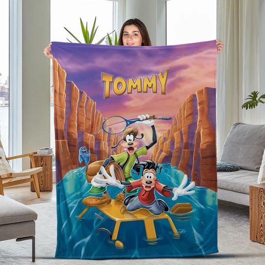 Discover Disney Goofy Fleece Blanket Goofy Quilt Movies Blanket Max Goof Roxanne Throw Blanket for Bed Couch Sofa, Christmas Gifts BXJ218
