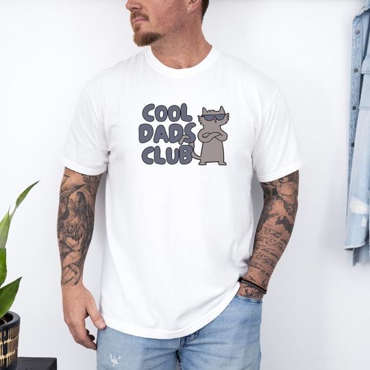 Discover Cool Dads Club T-shirt, Father's Day Gift, Dad Life Tee, Cool Dad Apparel, Casual Wear for Dads, Funny Dad Gift, Cool Cat Shirt, New Dad