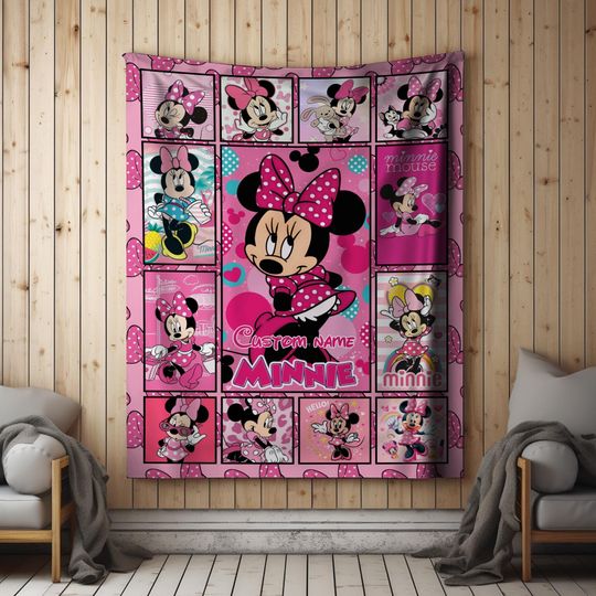 Discover Custom Minnie Mouse Name Blanket for Kids, Personalized Disney Minnie Throw, Baby Girl Gift, Minnie Birthday Blanket,Cute Pink Fleece NGPQ25