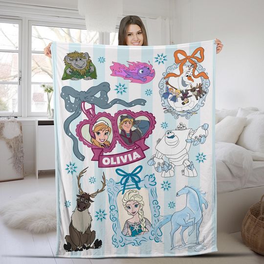Discover Personalized Frozen Blanket, Elsa Queen Blanket, Coquette Frozen Elsa Anna Blanket, Frozen Movie Blanket, Frozen Characters Blanket NGWL19
