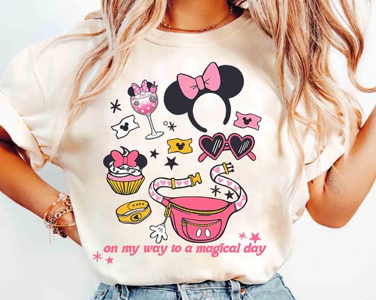 Discover Disney Parks Walt On My Way To A Magical Day Shirt, Magic Kingdom Tee, Disneyland Trip Matching Shirts, Disney Girl Trip 2025, Family Gifts