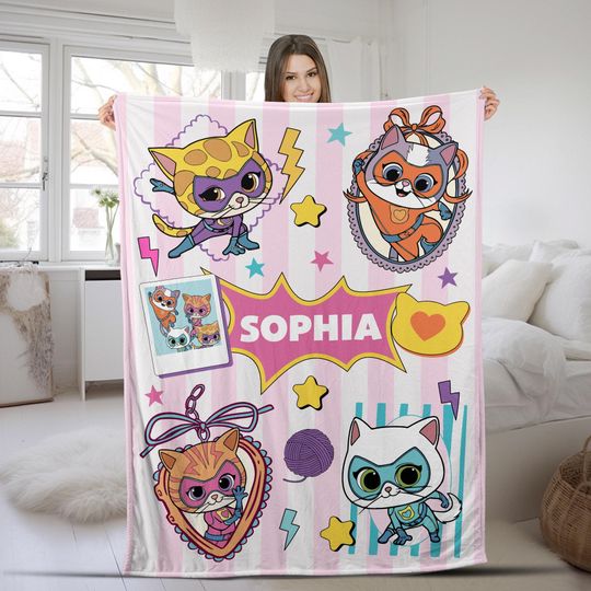 Discover Personalized Superkitties Blanket, Disney Super Cat Birthday Girl Blanket, Gift for Cat Lover, Ginny Sparks Buddy Bitsy, baby Blanket NGWL18