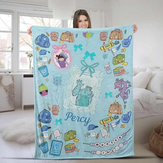 Discover Personalized Disney Monster Inc Blanket, Bow Sully Mike Boo Monster University Blanket, Birthday Boy Blanket, Birthday Girl Gift NGW125