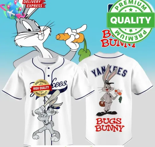 3D Bugs Bunny Teams Baseball Jersey Adults Youth Kids Size