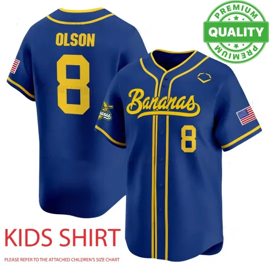 Discover Savannah Bananas Number 8 Baseball Jersey 3D AOP Adults Kids Youth