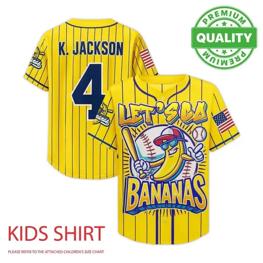 Let's Go Savannah Bananas #4 Jackson Bananas Jersey 2025 3D AOP Adults Kids