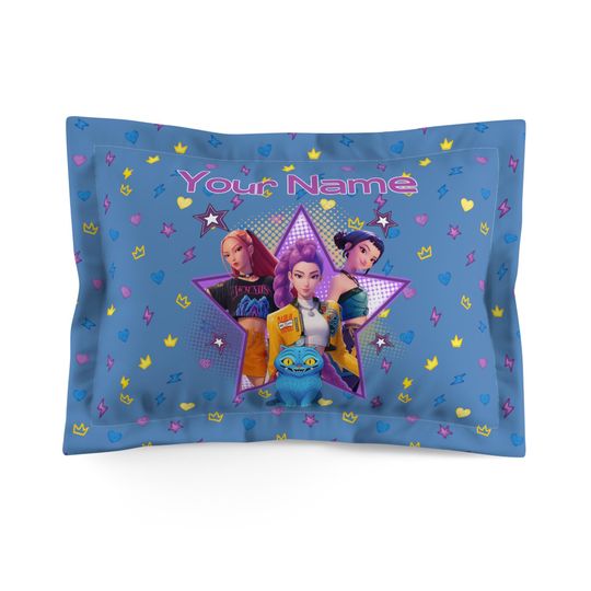 Discover Personalized Huntrix K-Pop Demon Hunters Microfiber Pillow Sham Blue Anime Style with Envelope Closure