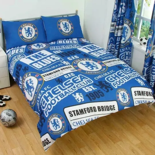 Discover Chelsea FC Patch Double Duvet Cover Bedding Set Football Club Official License