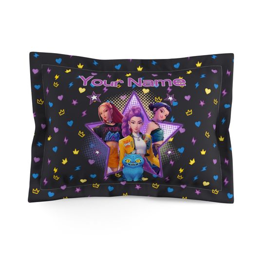 Discover Personalized Huntrix K-Pop Demon Hunters Microfiber Pillow Sham Charcoal Anime Style with Envelope Closure