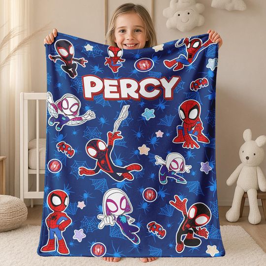 Discover Personalized Disney Spidey & His Friends Blanket, Watercolor Spiderman Blanket, Birthday Boy Girl Blanket, Birthday Boy Gift C1MF18