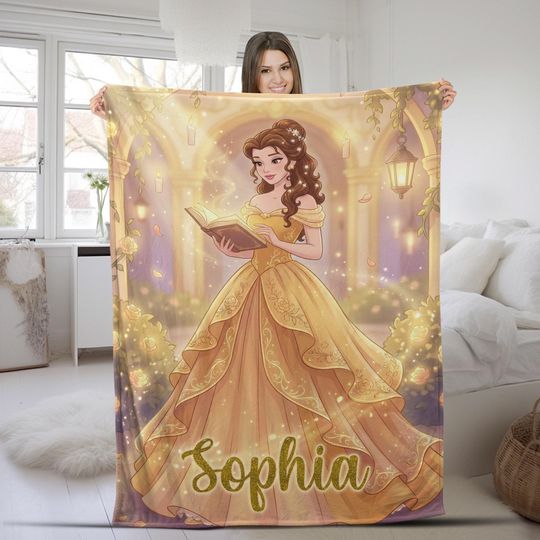 Discover Personalized Beauty and the Beast Disney Princess Belle Blanket