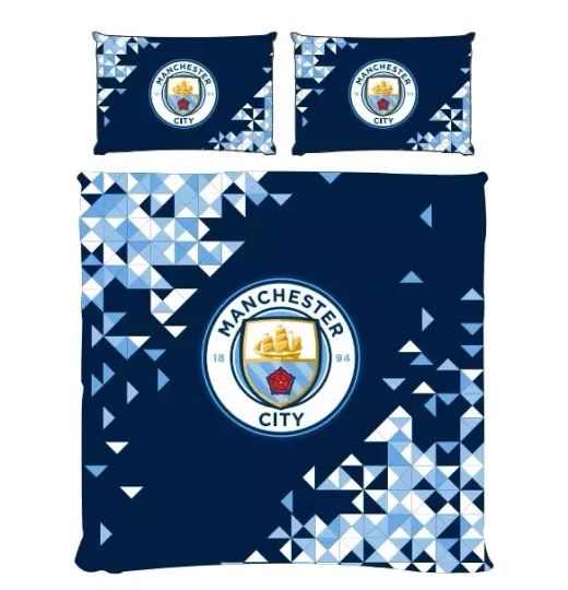 Discover MANCHESTER CITY FC DOUBLE DUVET COVER SET BLUE FOOTBALL BEDDING