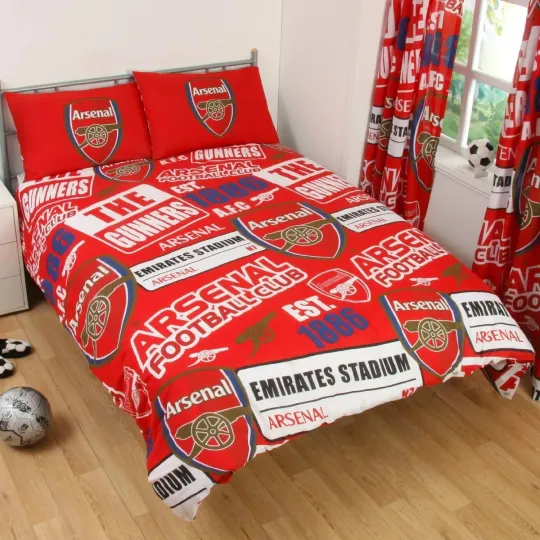 Discover Arsenal FC Double Duvet Patch Cover Bedding Set ARS Fan Gift