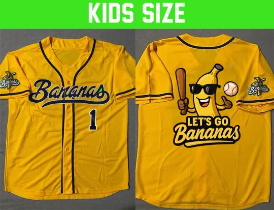 Discover HOT Men Savannah Bananas #1 Baseball Jersey Adults Kids 3D Short Sleeve