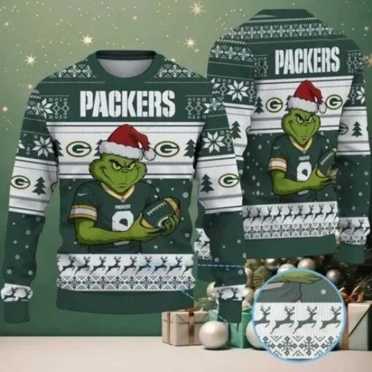 Discover Packers funny character Stole With Ball Grin Football Team Ugly Christmas Sweater
