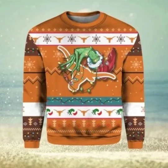 Discover Texas Longhorns funny character Stole Football Team Ugly Christmas Sweater