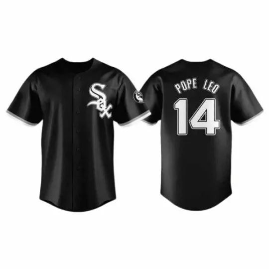 Discover Chi-ca-go Whi-te Sox Pope Leo 14 Baseball Jersey black men Size S-5XL