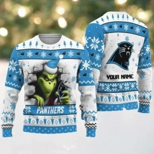 Discover Panthers funny character Football Christmas Ugly Sweater Gift For Fan Grin