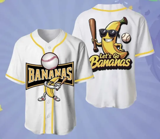 Discover Let's Go Bananas Baseball Jersey For Fans 3D Shirt