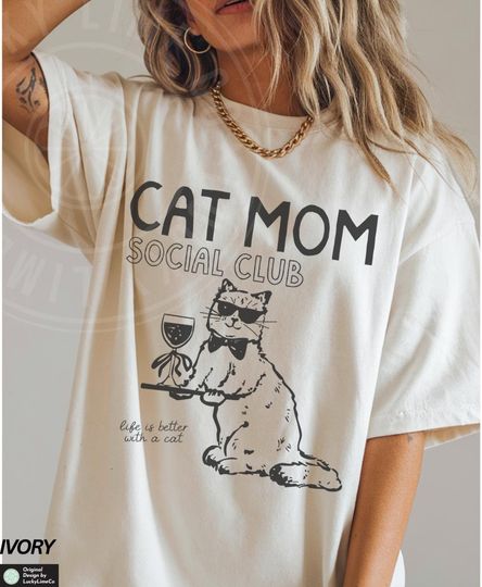 Discover Cat Mom Soociial Clubb Shirt, Comfort Colors Cat Mom TShirt, Gift For Cat Mom, Funny Cat Shirt, Cat Lover Shirt, New Cat Mom Shirt, Fur Mama