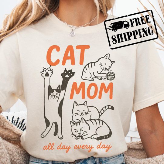 Discover Funny Cat Mom Graphic Tee, Cat Lover Gift