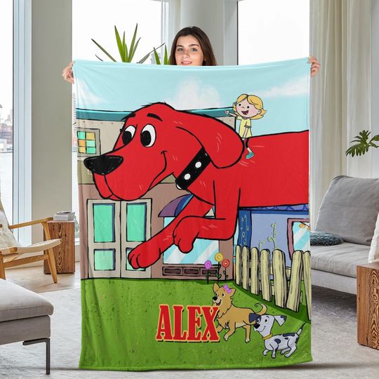 Discover Personalized Name Clifford The Big Red Dog Blanket, Custom Name Clifford Blanket, Clifford Dog Birthday Gift For Kids DTK2P33